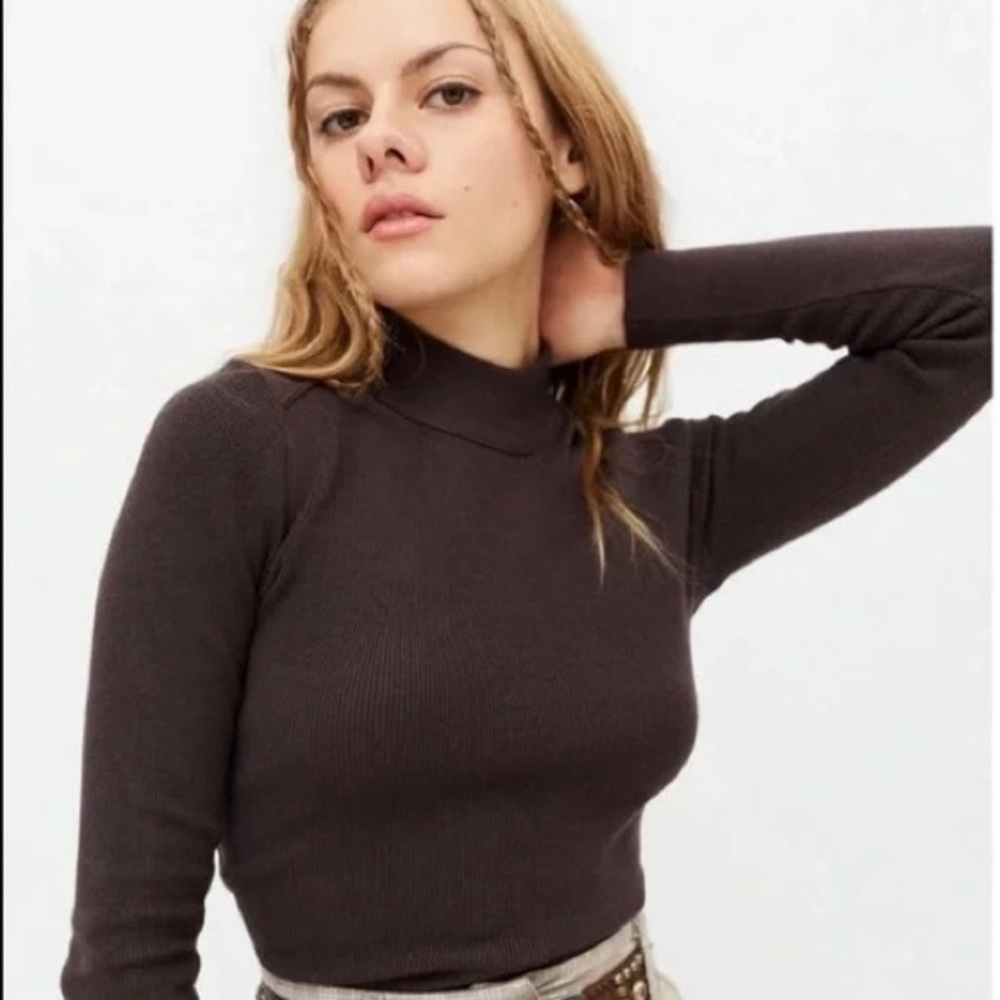 BDG Turtleneck Ribbed Top